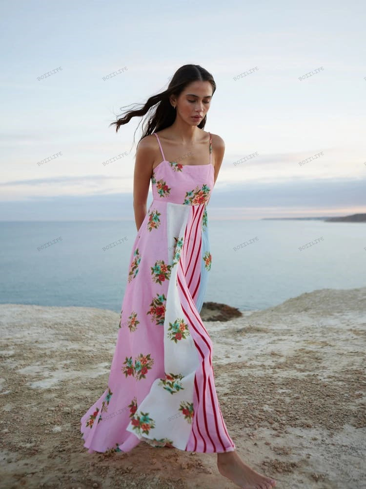 Ärmelloses A-Linien-Maxikleid mit Graffiti-Print