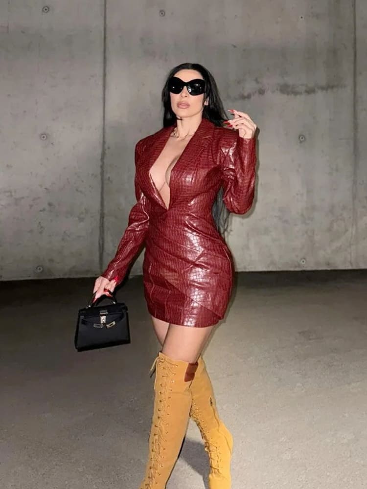 Tiefer V-Ausschnitt Bodycon-Kleid