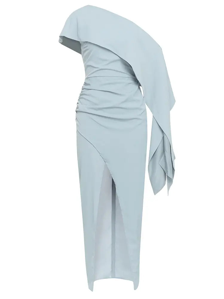 Schickes asymmetrisches schulterfreies langes Kleid