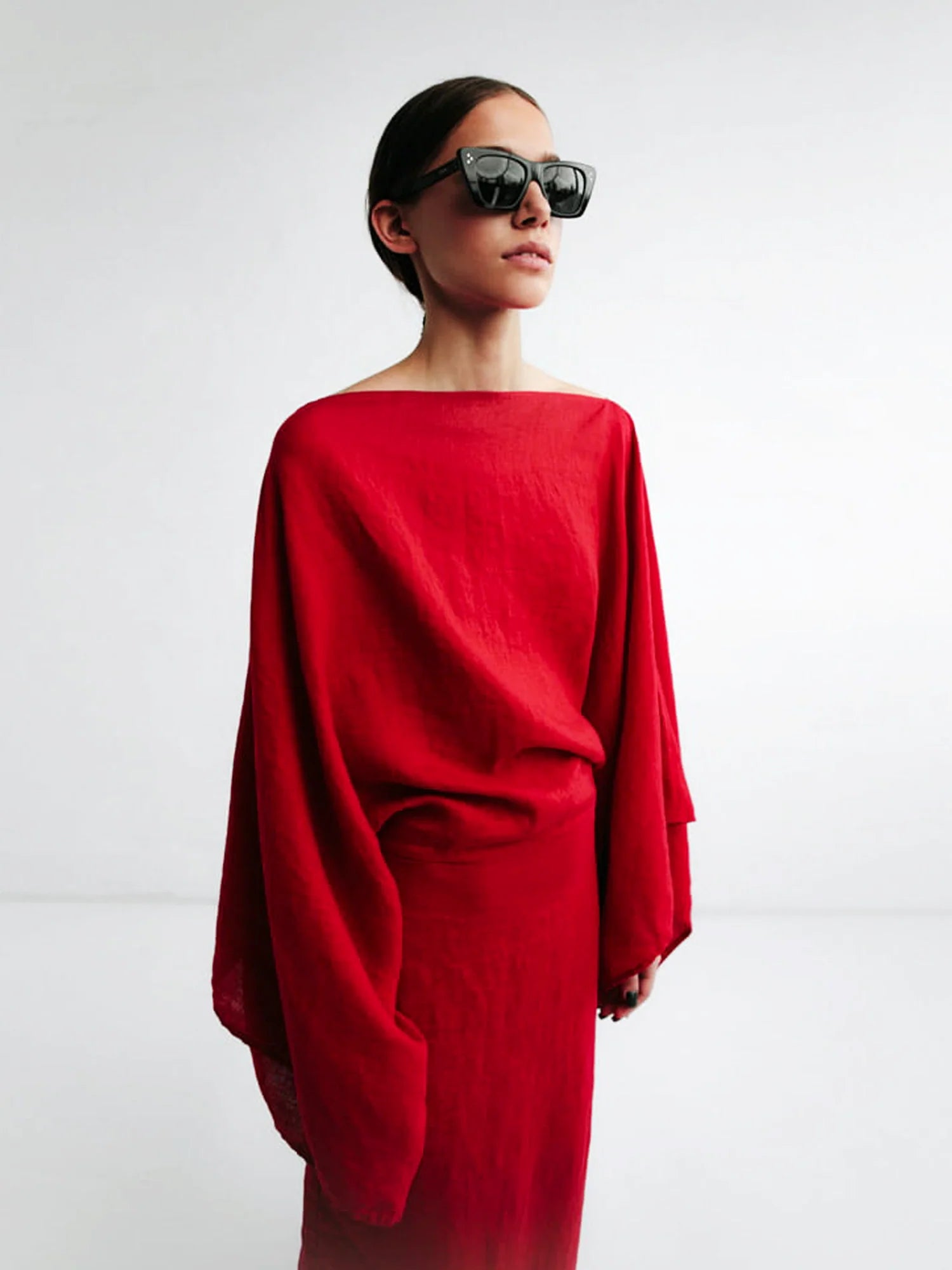 Kimono-Kleid „Crimson Linen Breeze“