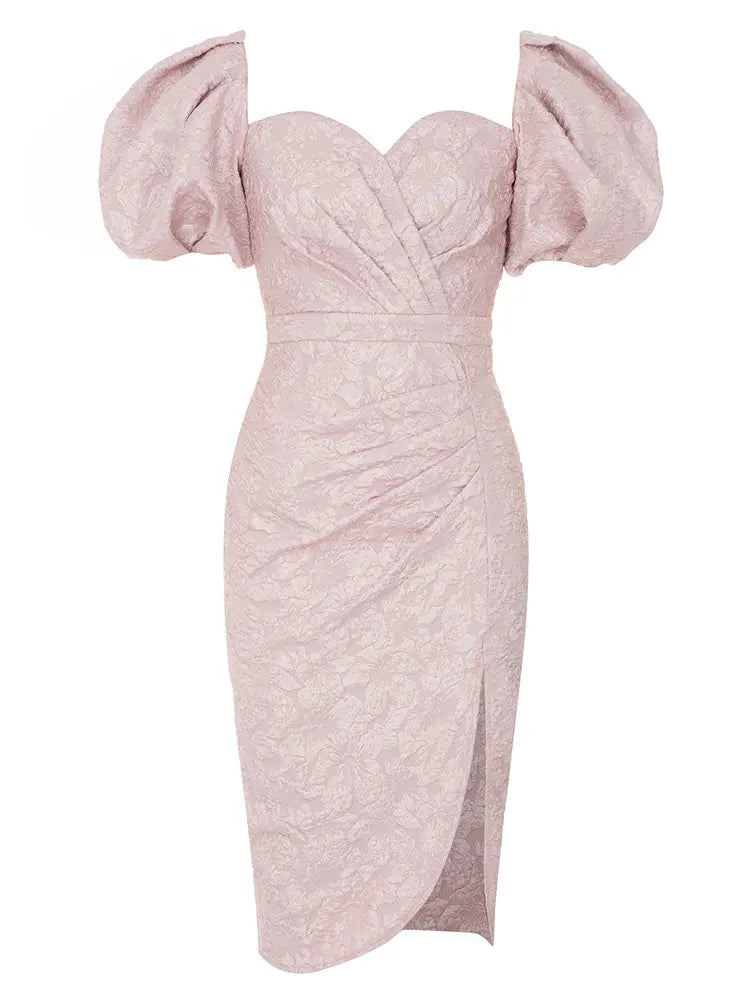 Vintage Kleid mit eckigem Ausschnitt und Puffärmeln