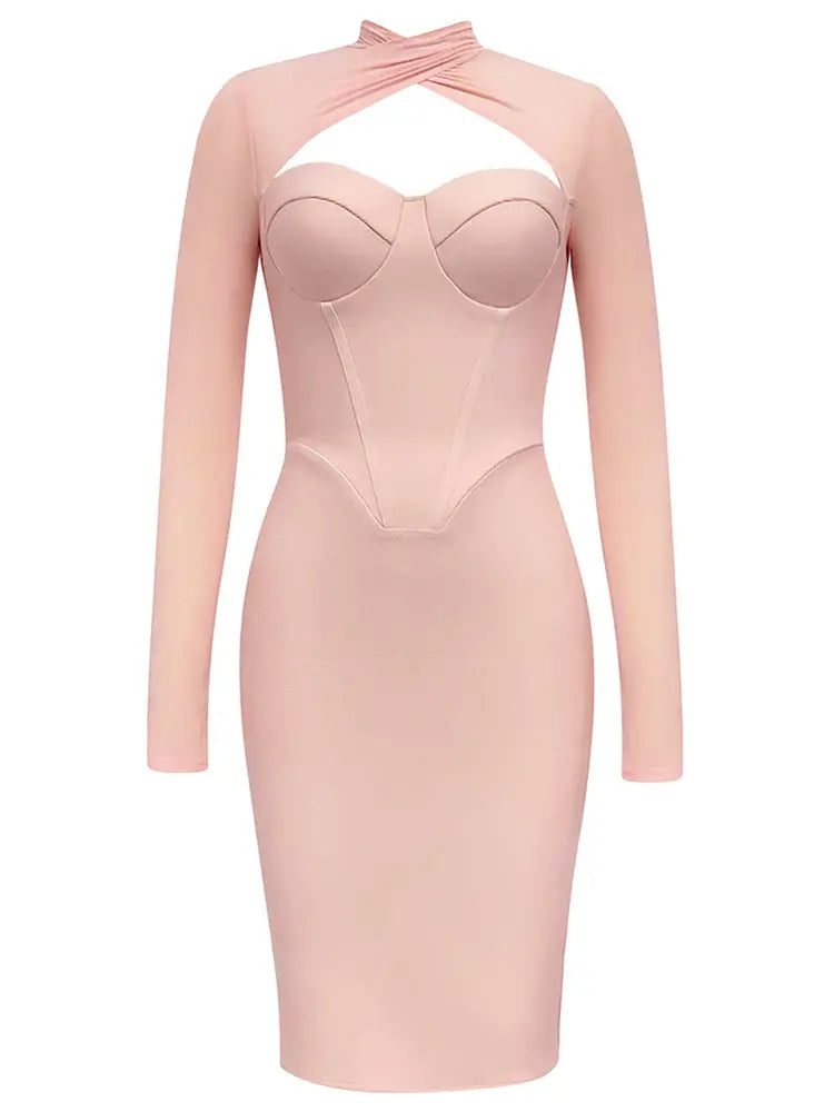 Sexy Mesh-Kleid mit langen Ärmeln