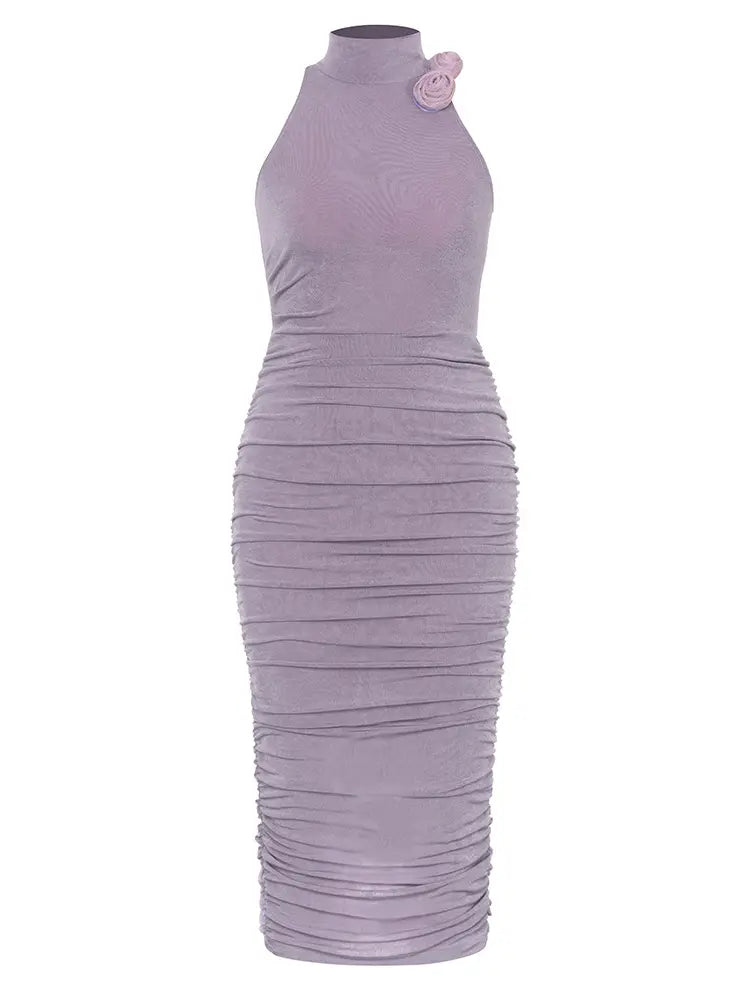 Ärmelloses Vintage-Kleid mit Raffungen