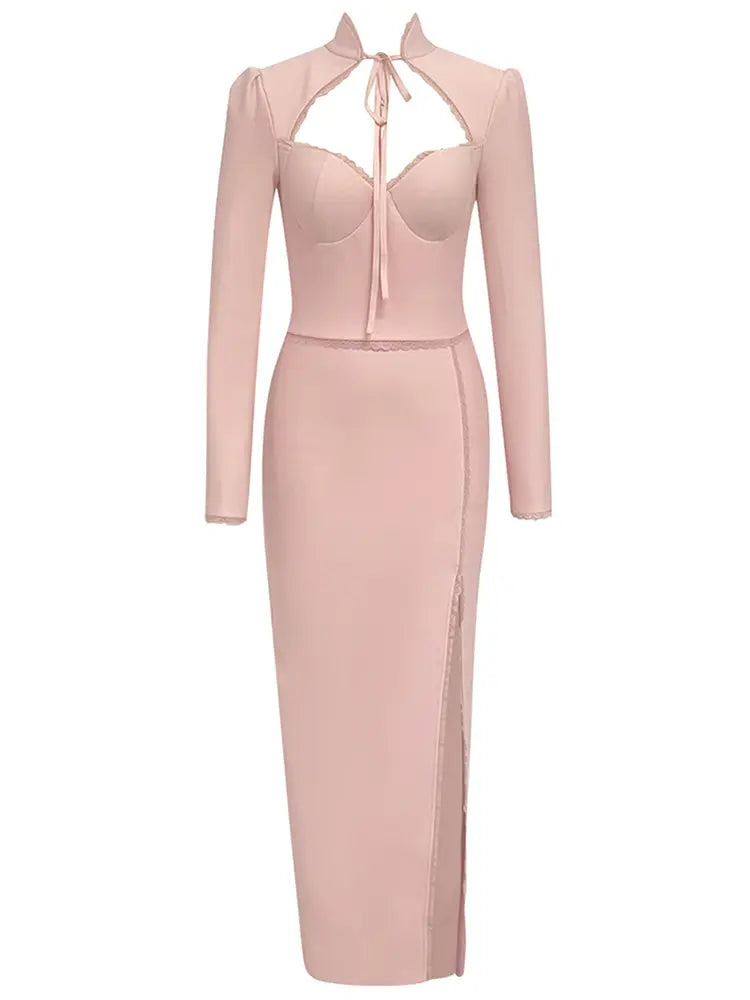 Sexy ärmelloses Langarmkleid