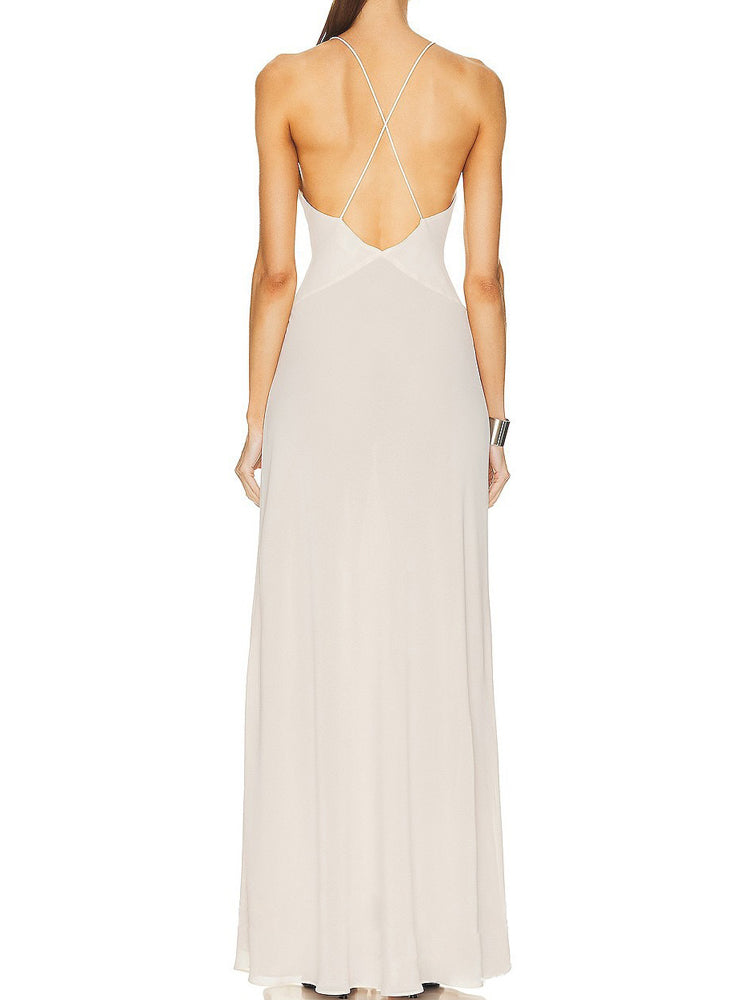 Geblümtes Abendkleid mit Schlitz