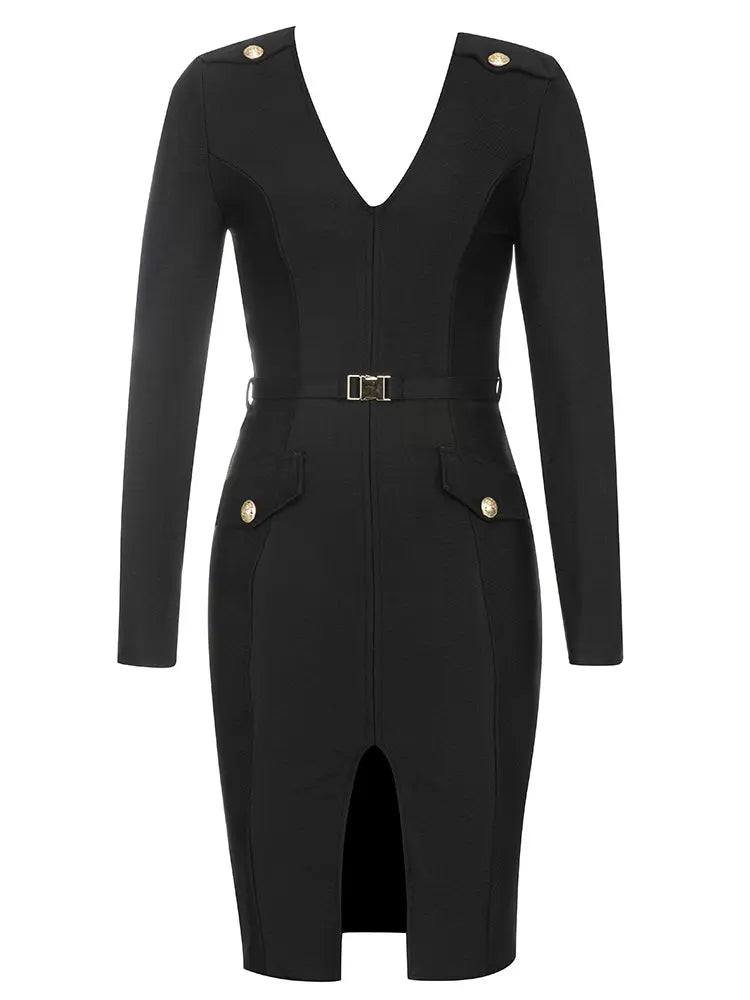 Sexy V-Ausschnitt Kleid mit Frontschlitz