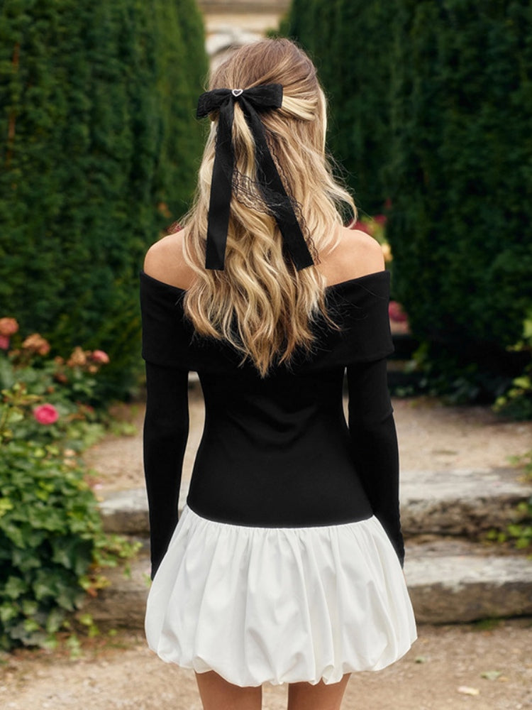 Carmen-Kleid mit Blütenblättersaum