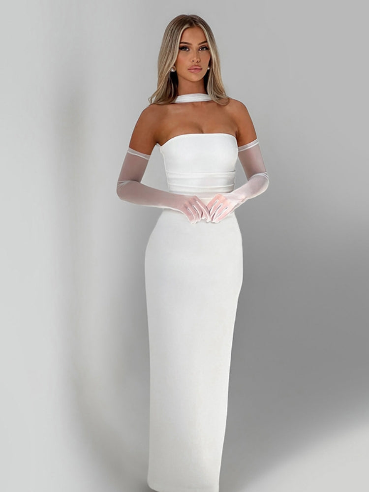Trägerloses Kleid-Set mit Spitze