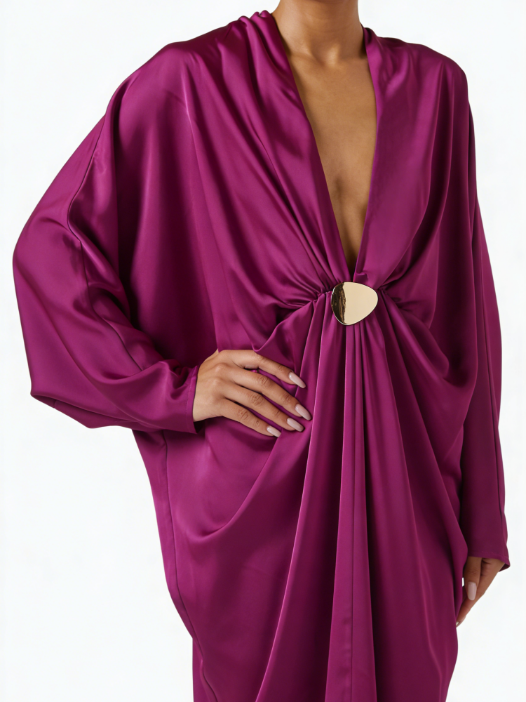 Magenta Satin Maxikleid aus Satin