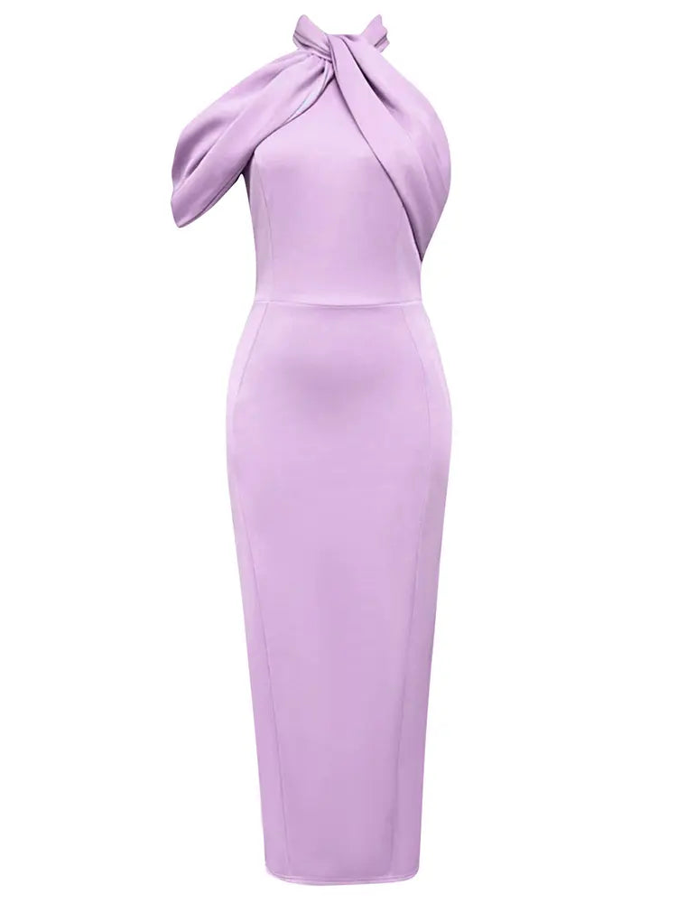 Elegantes, asymmetrisches Neckholderkleid