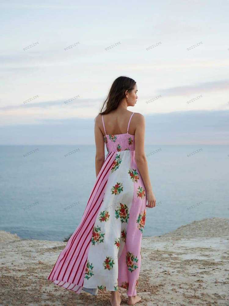 Ärmelloses A-Linien-Maxikleid mit Graffiti-Print