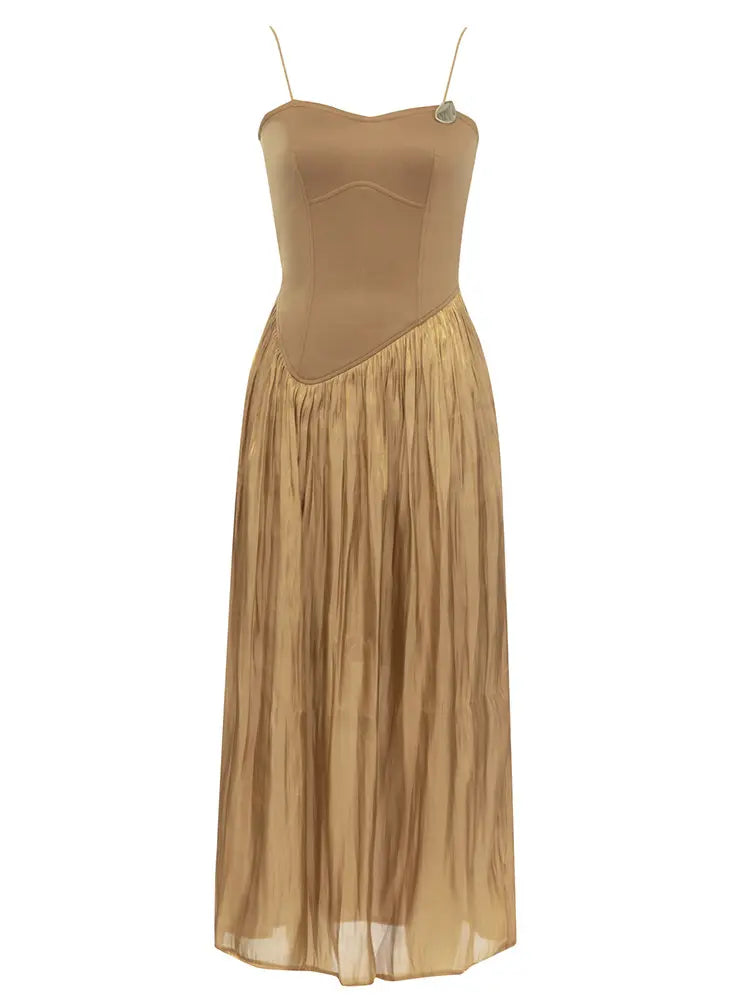 Ärmelloses gerafftes Maxikleid