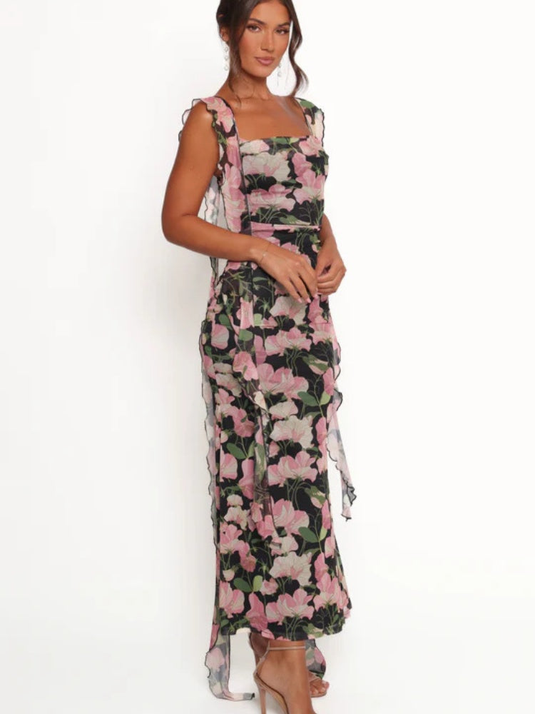 Kleid mit Blumenmuster-Spitzenband