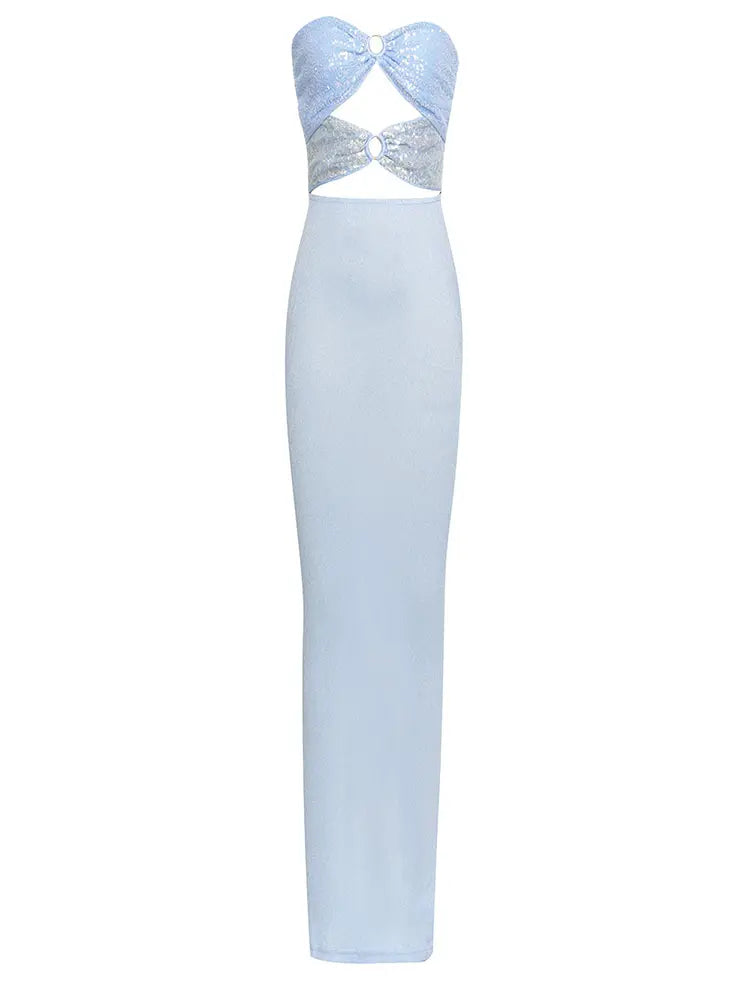 Trägerloses Spitzen-Paillettenkleid
