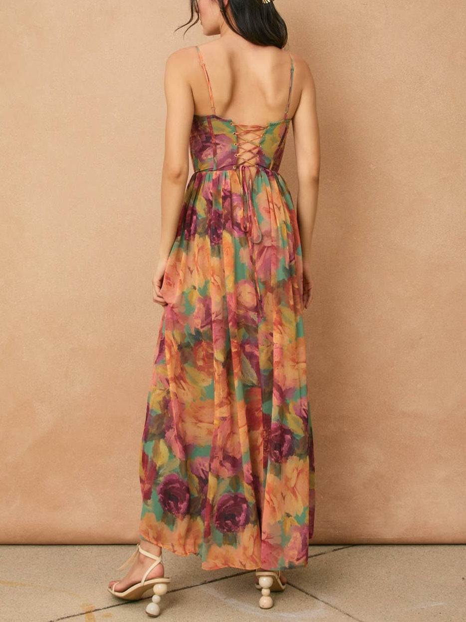 Flower Garden Corset Maxi Dress