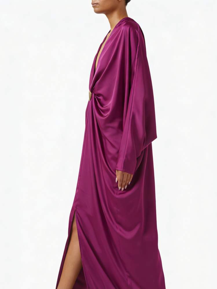 Magenta Satin Maxikleid aus Satin