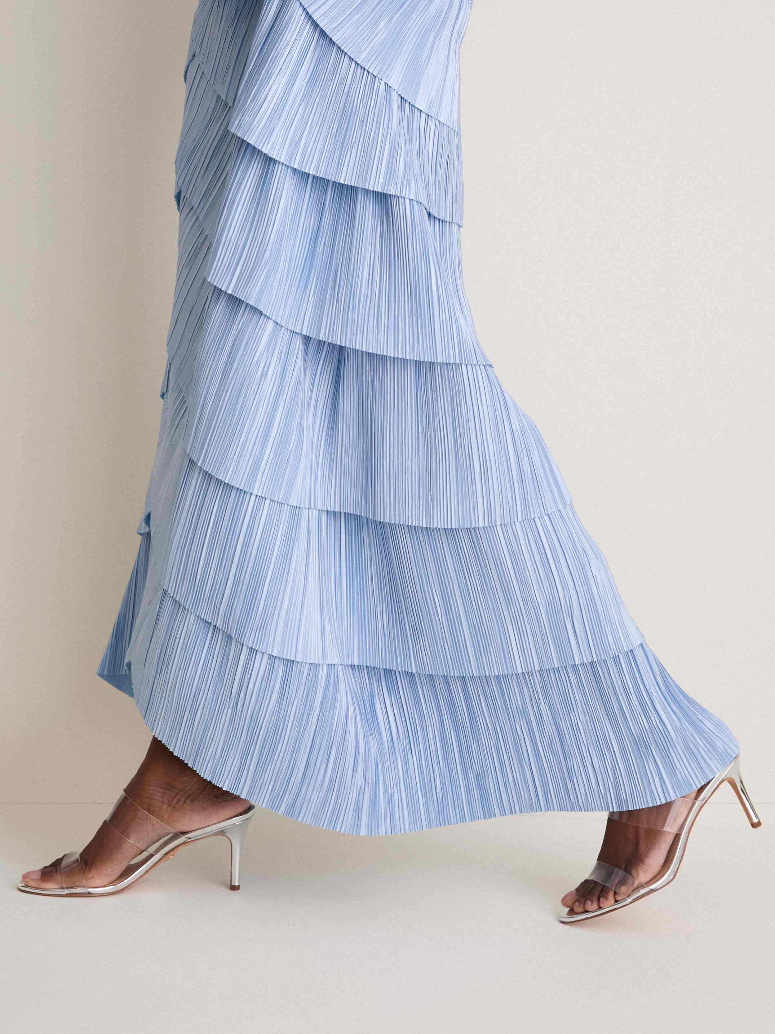 Coastal Marsla Layered Plissé Maxi Dress