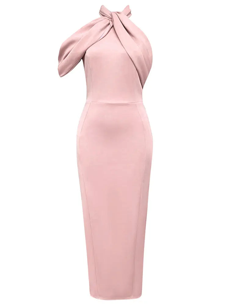 Elegantes, asymmetrisches Neckholderkleid