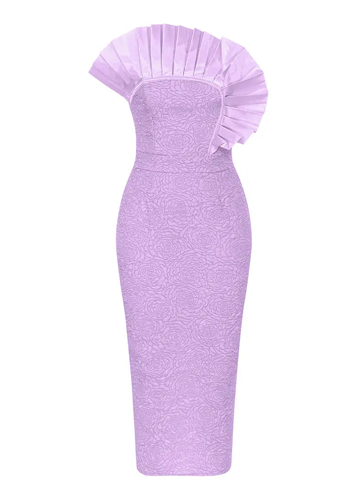 Sexy trägerloses Rüschenkleid mit Blumenmuster