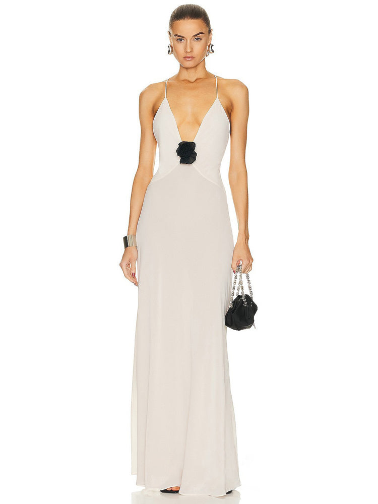 Geblümtes Abendkleid mit Schlitz