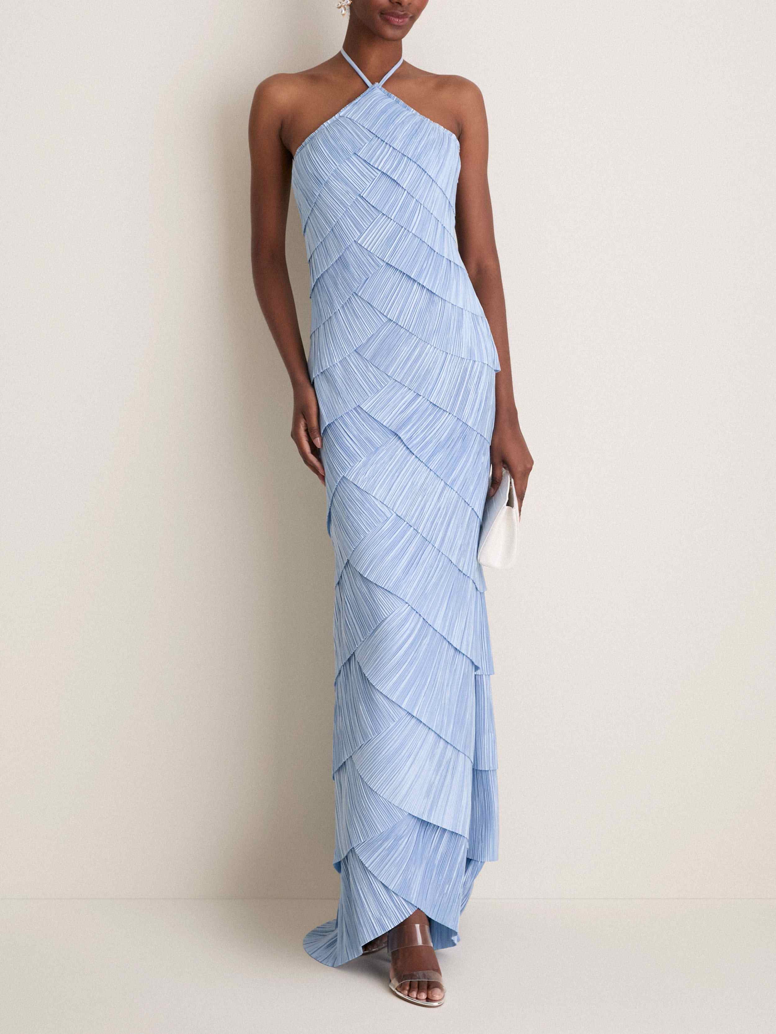 Coastal Marsla Layered Plissé Maxi Dress