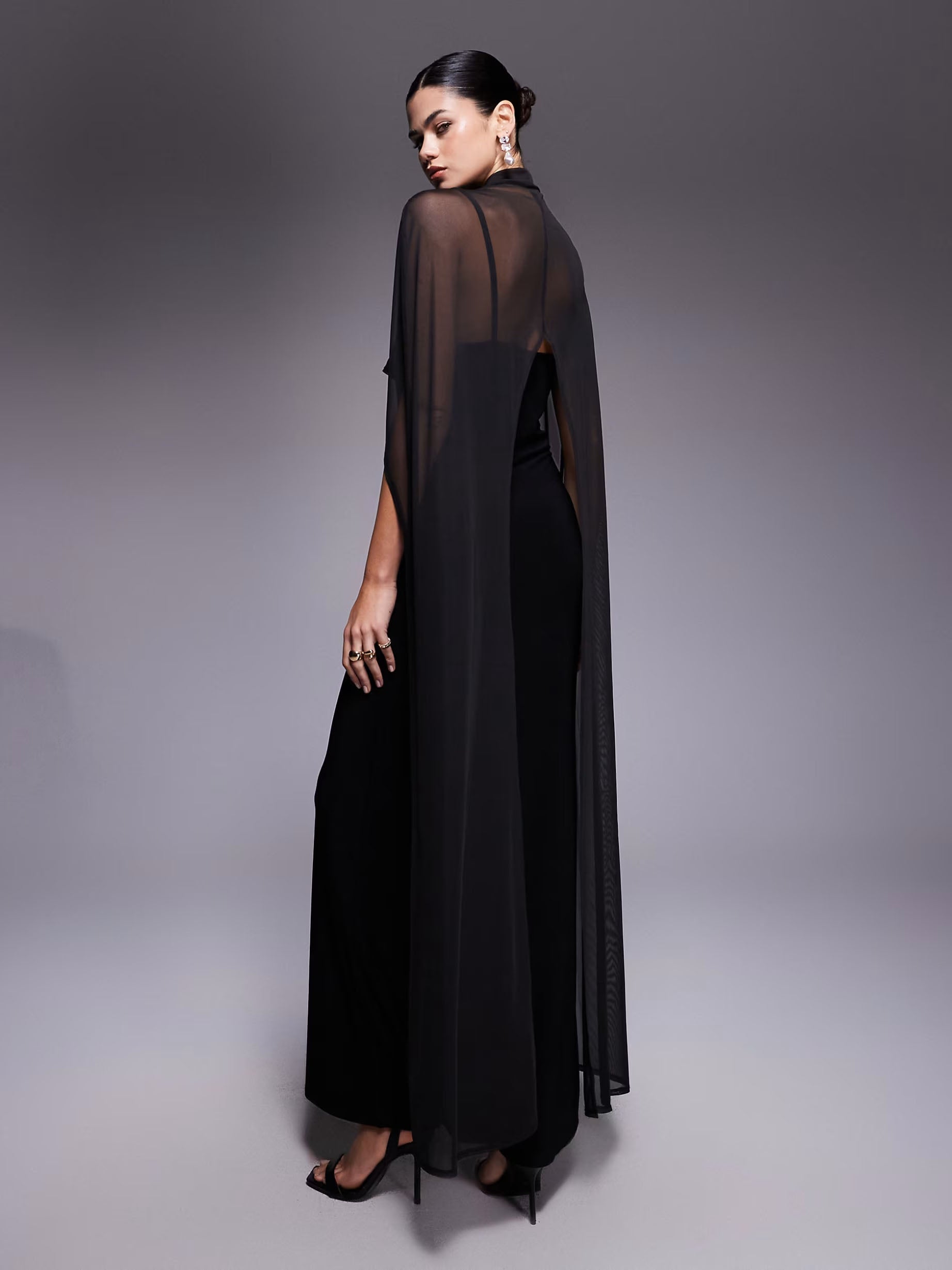 Exaggerated Cape Maxi Dress