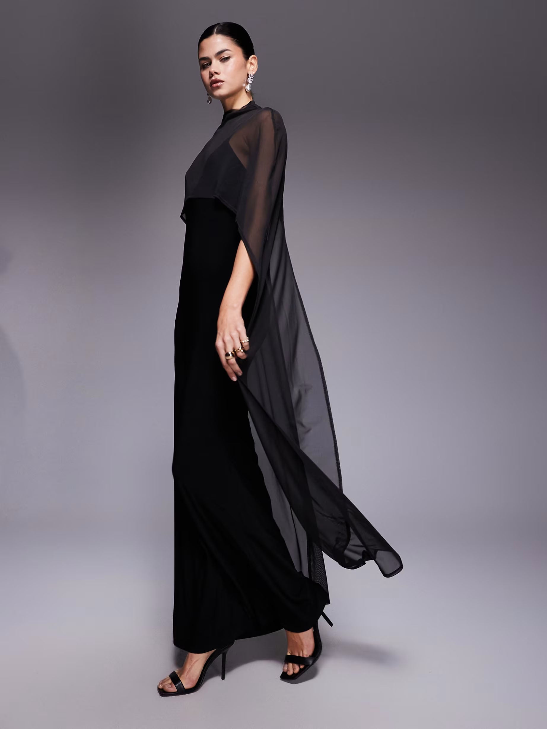 Exaggerated Cape Maxi Dress