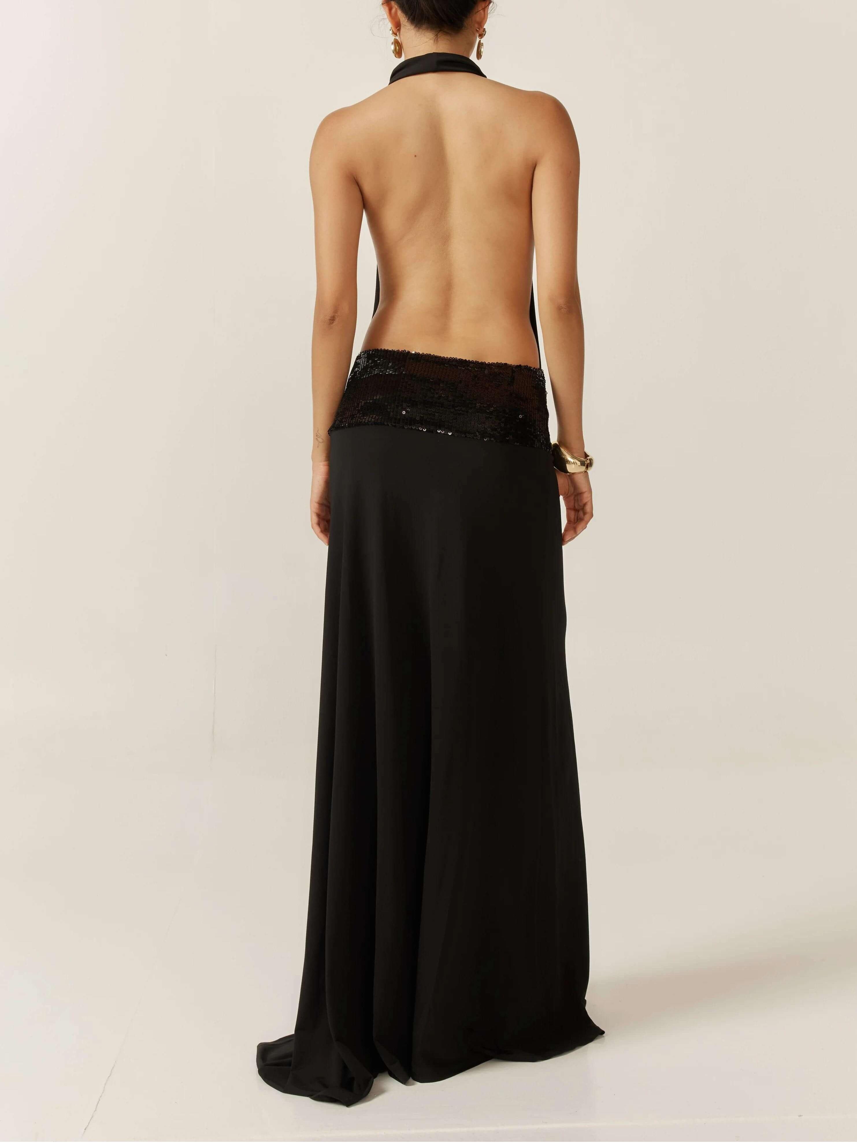 Adele Halter-Abendkleid in Schwarz
