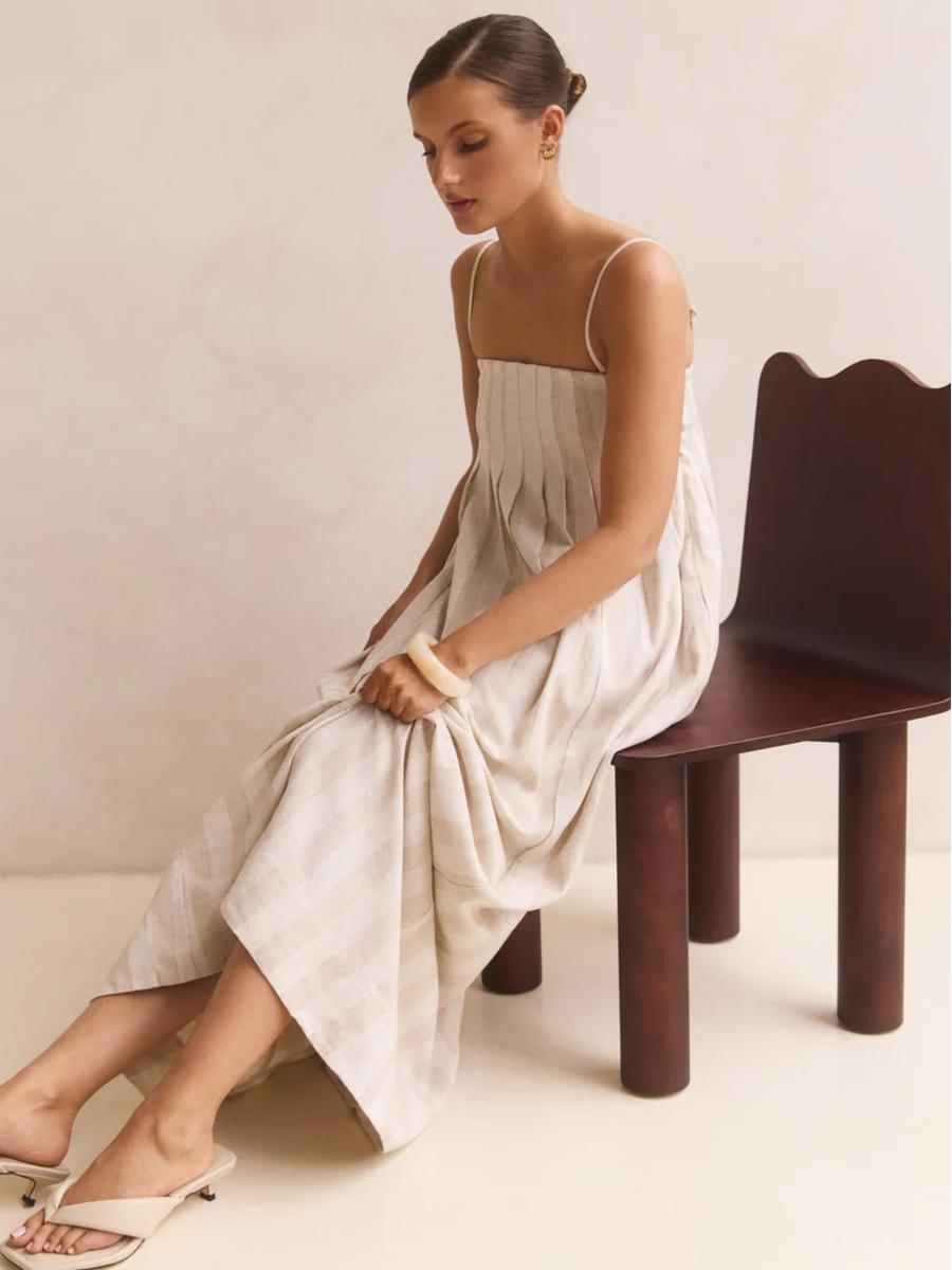 Plissiertes Slip-Maxikleid