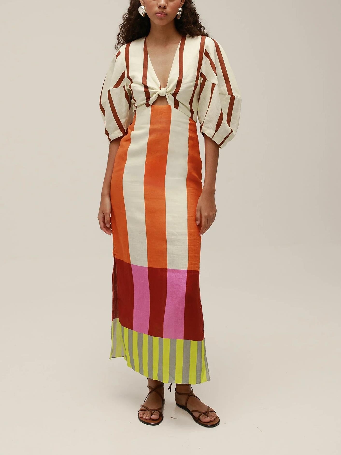Gaia Maxi-Kleid mit Puffärmeln