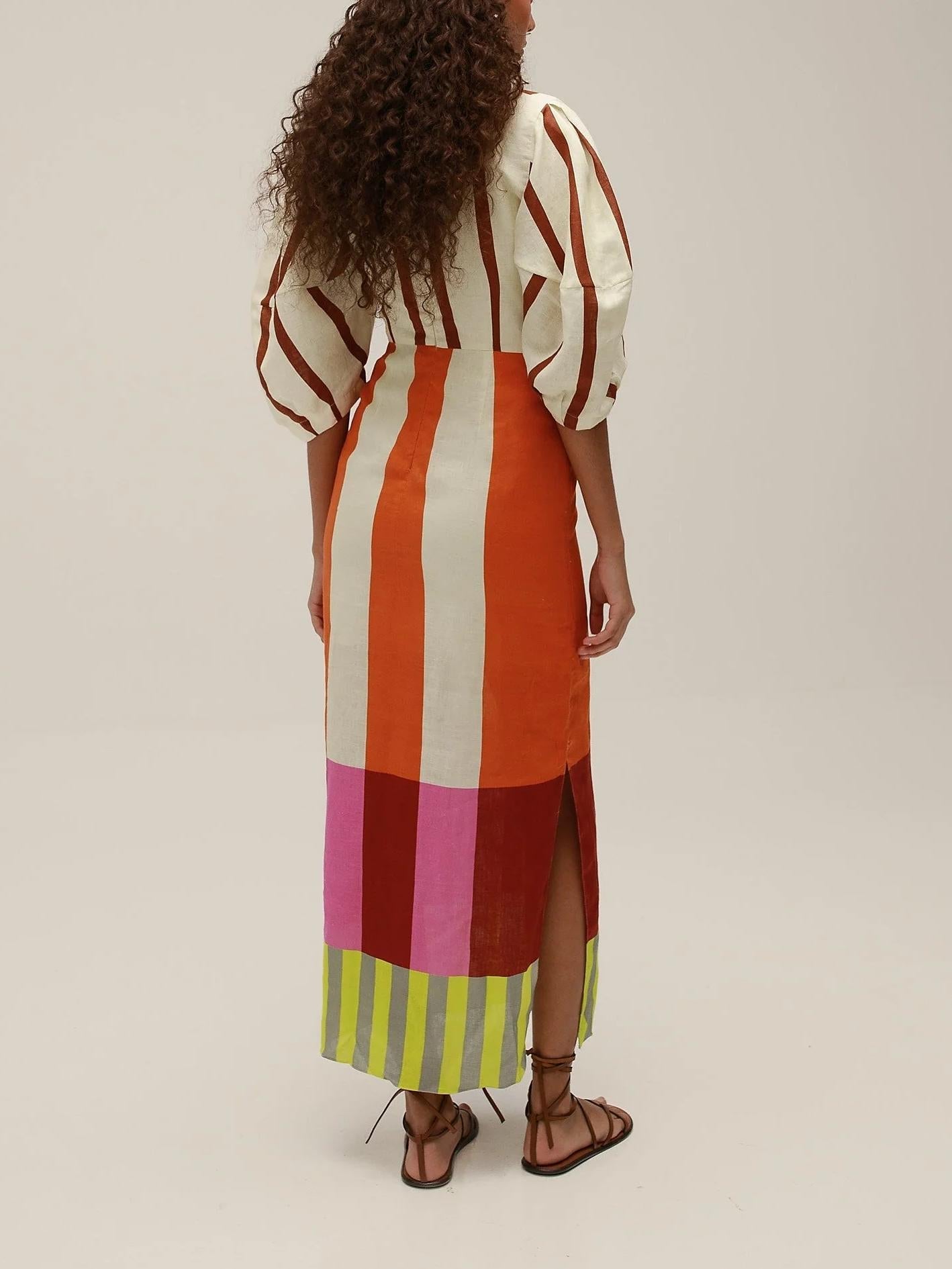 Gaia Maxi-Kleid mit Puffärmeln