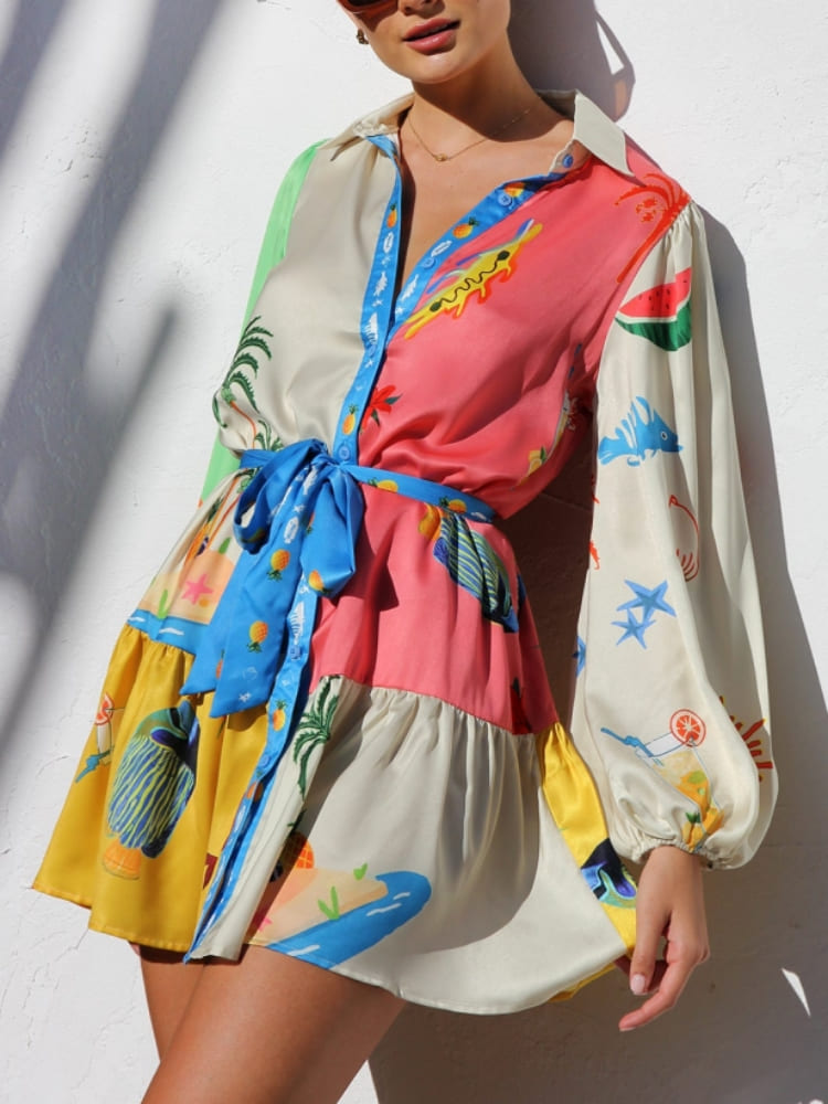 Buntes bedrucktes Minikleid