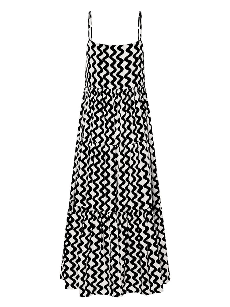 Maxikleid mit Spaghettiträgern, eckigem Ausschnitt und Schlitz