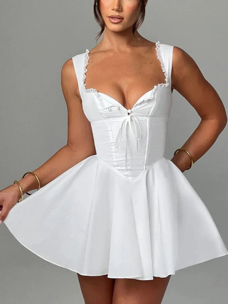 Spitzen-Rückenfreies Midi-Kleid