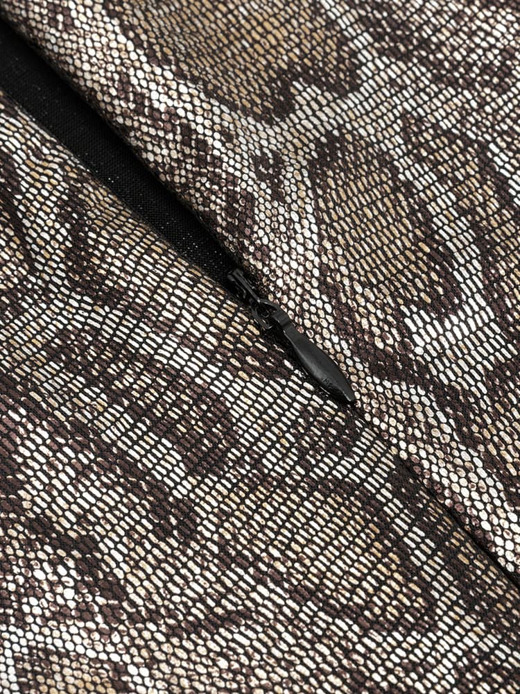 Sexy Vintage Print Glänzendes Kleid mit Taillenausschnitt