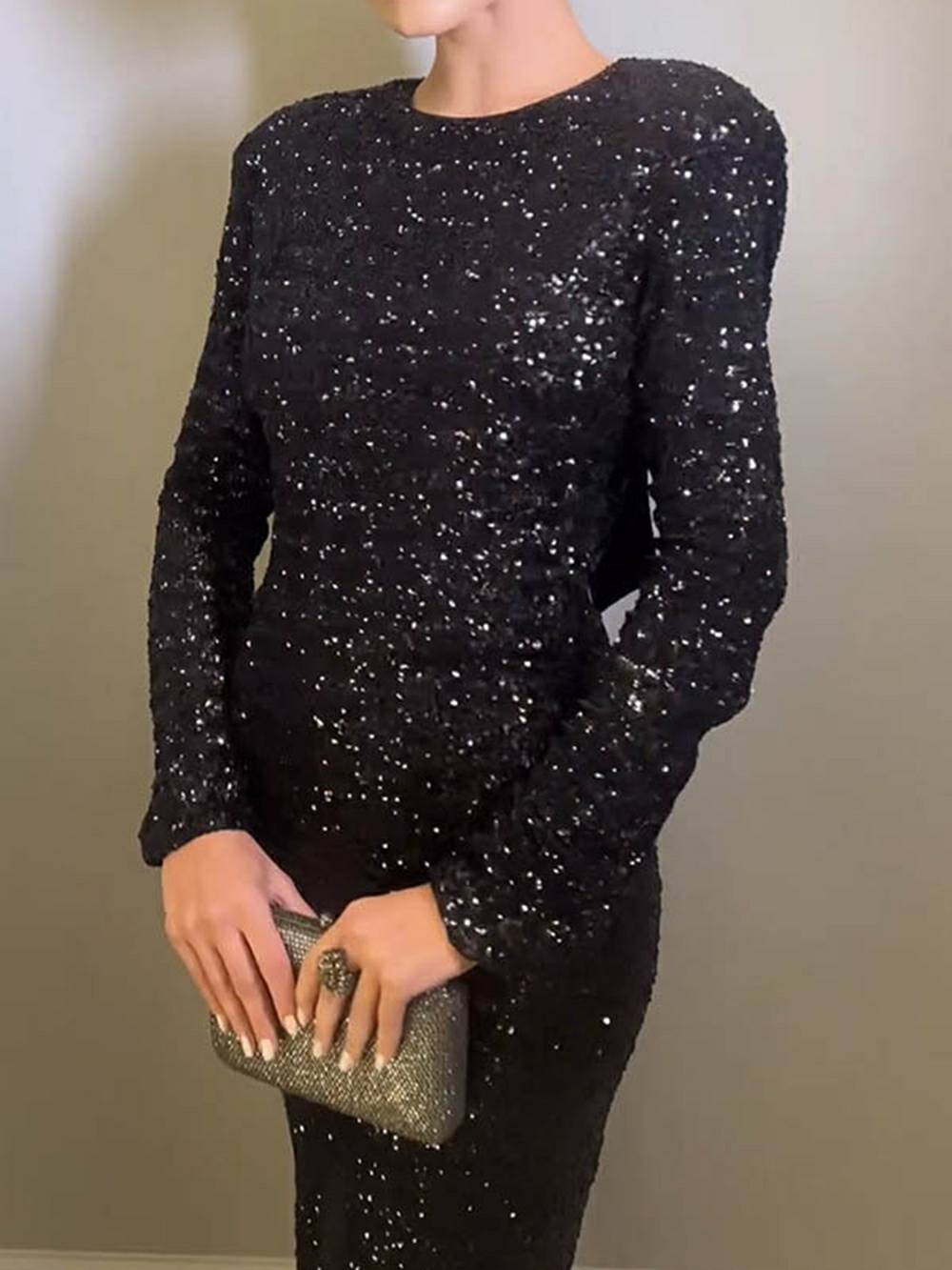 Pailletten-Maxikleid mit Schleife und Rückenausschnitt