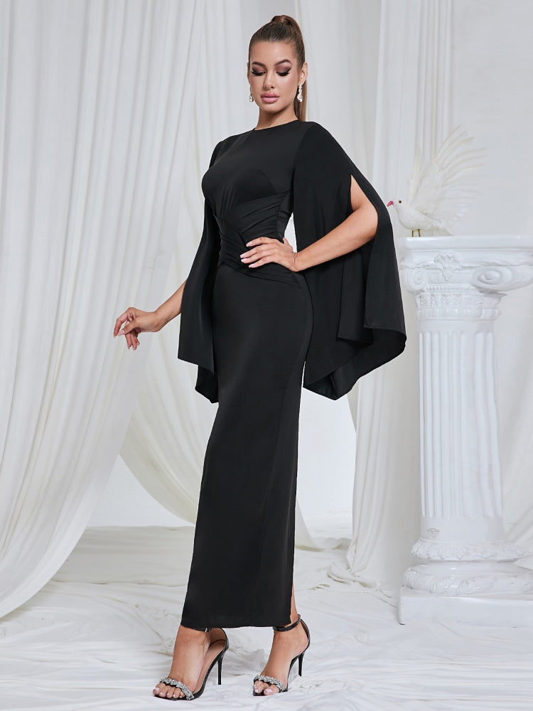 Rundhals Langarm Abendkleid