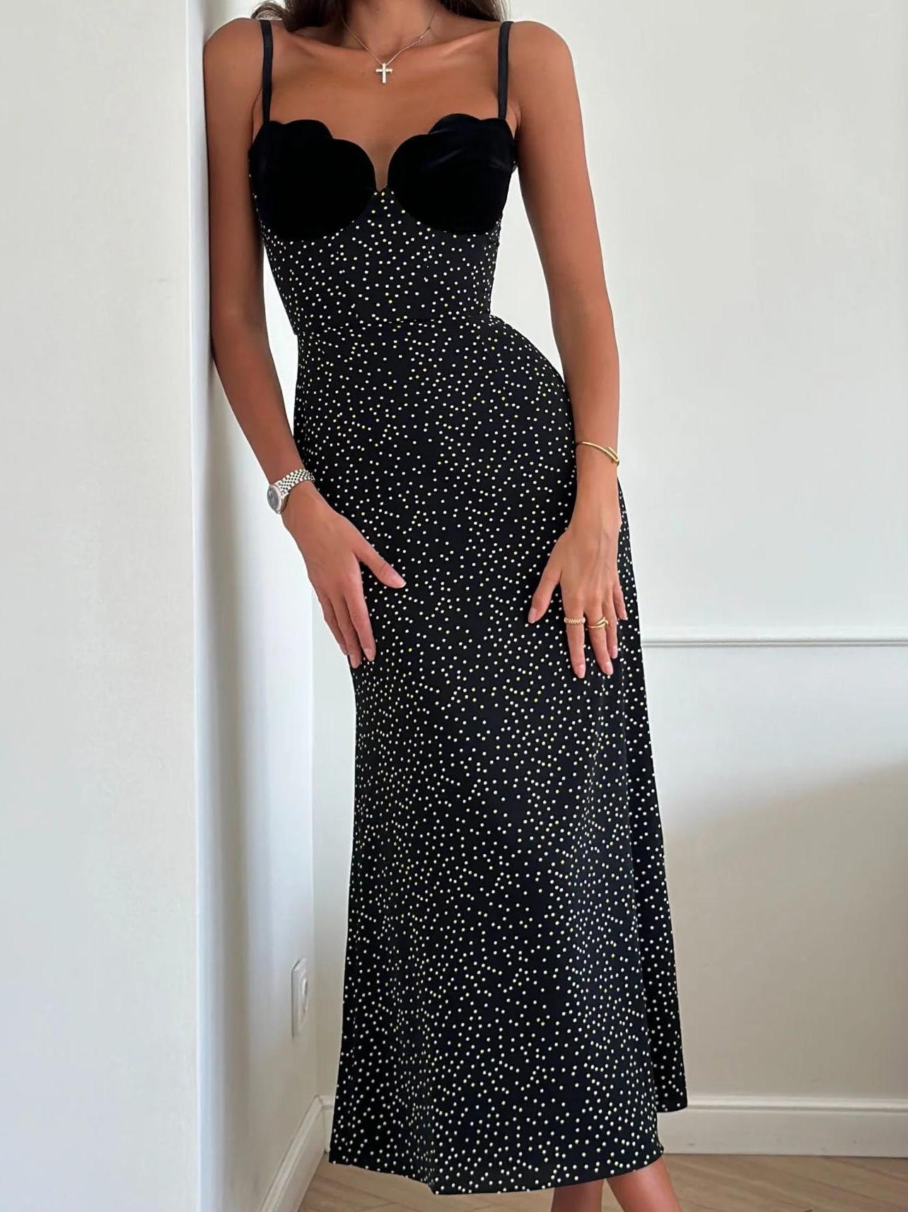 Midi-Kleid mit Samteinsatz