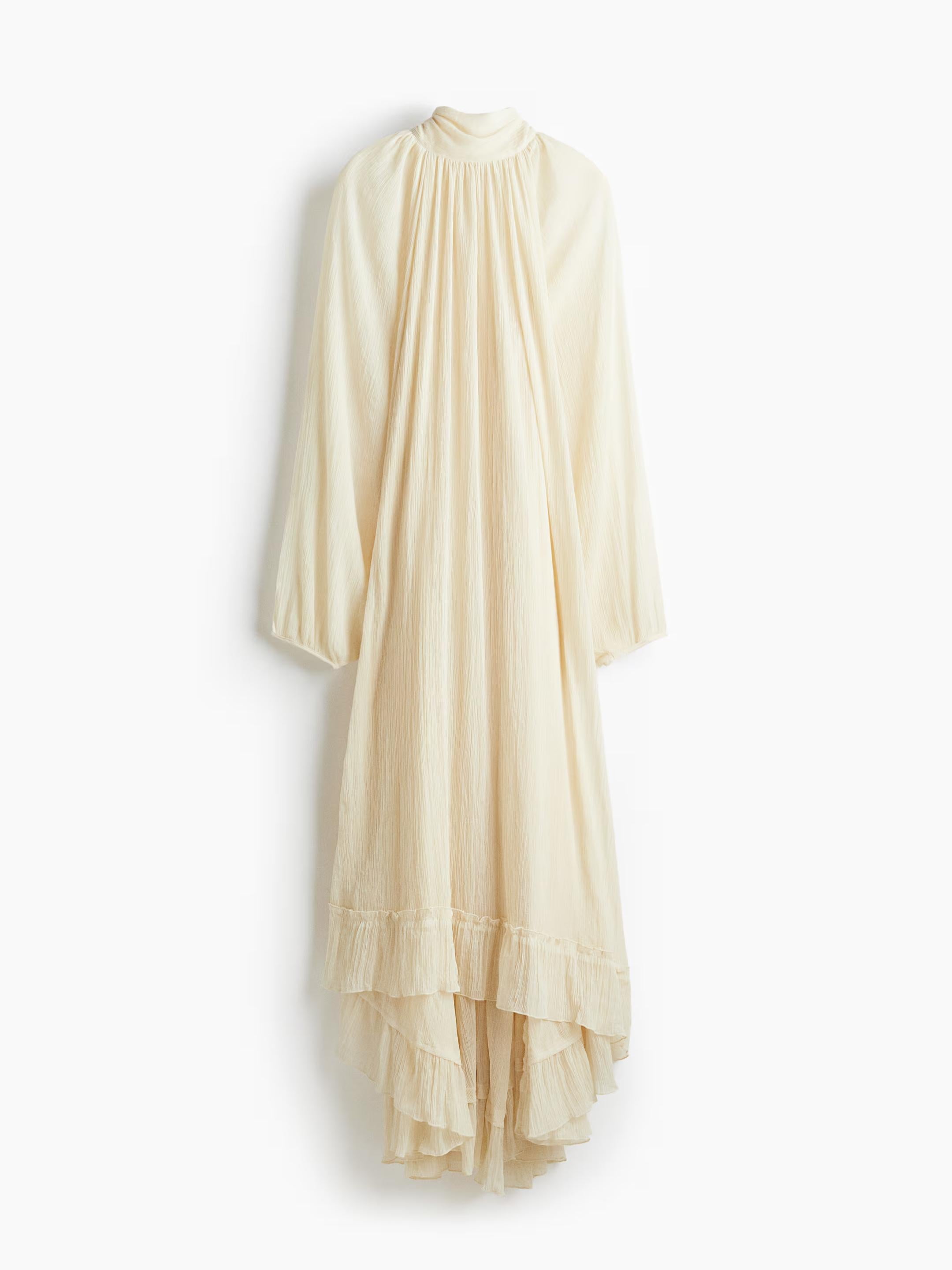 Strukturiertes Maxikleid mit hohem Kragen