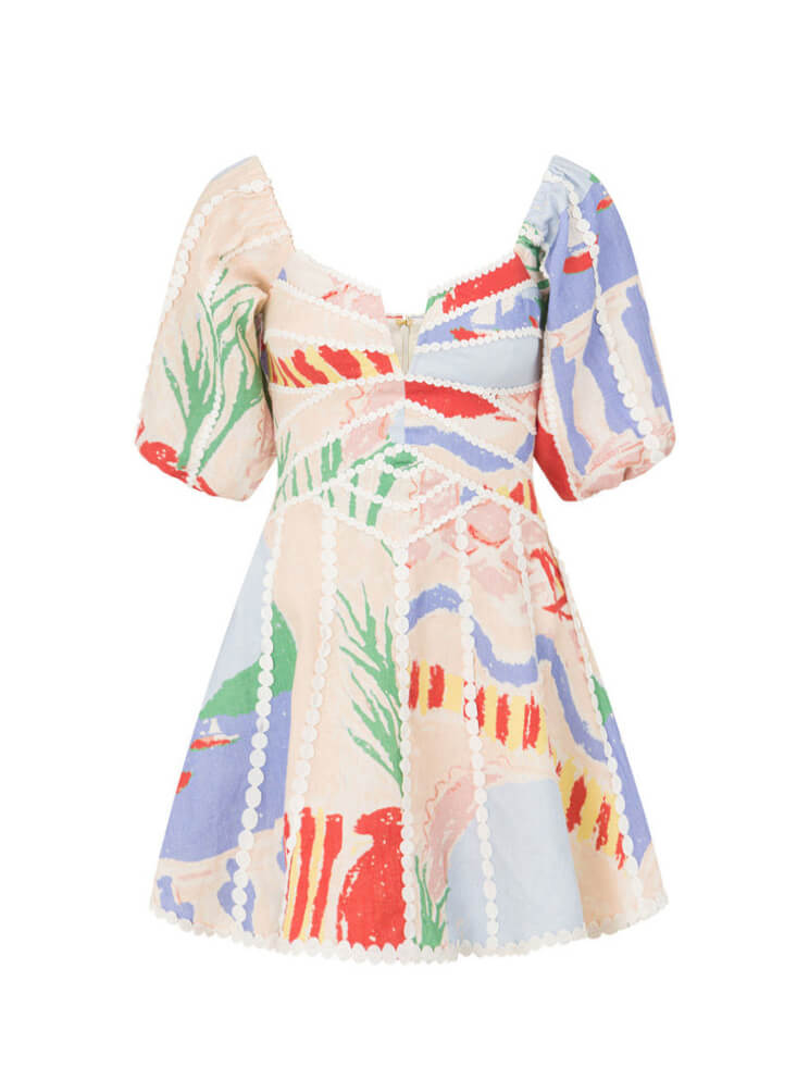 Modernes, elegantes Kunst-Graffiti-Blumen-Print-Minikleid