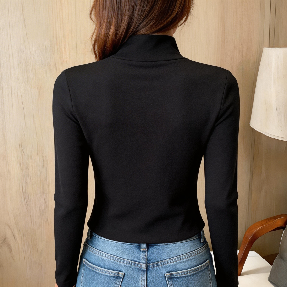 Cool Plain Black Long Sleeve Top