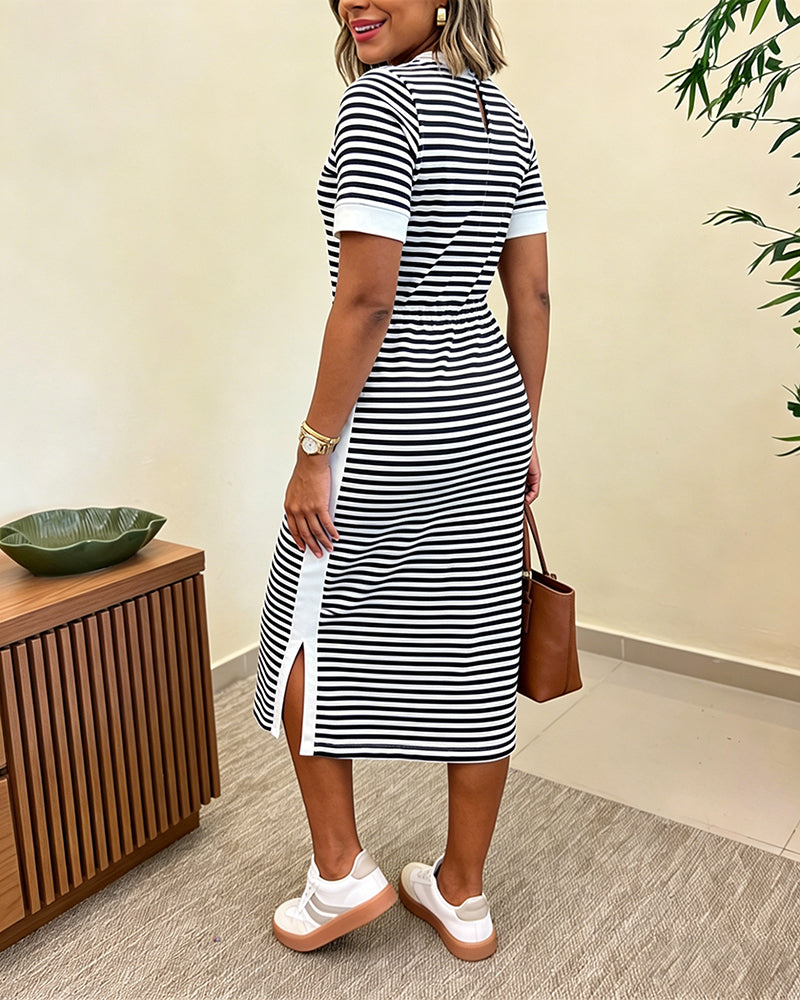 Riviera Striped Midi T-Shirt Dress
