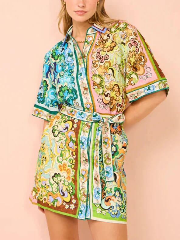 Spezielles Satin-Print-Minikleid