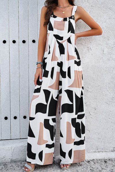 Bedruckter Overall mit weiten Trägern und Taschen