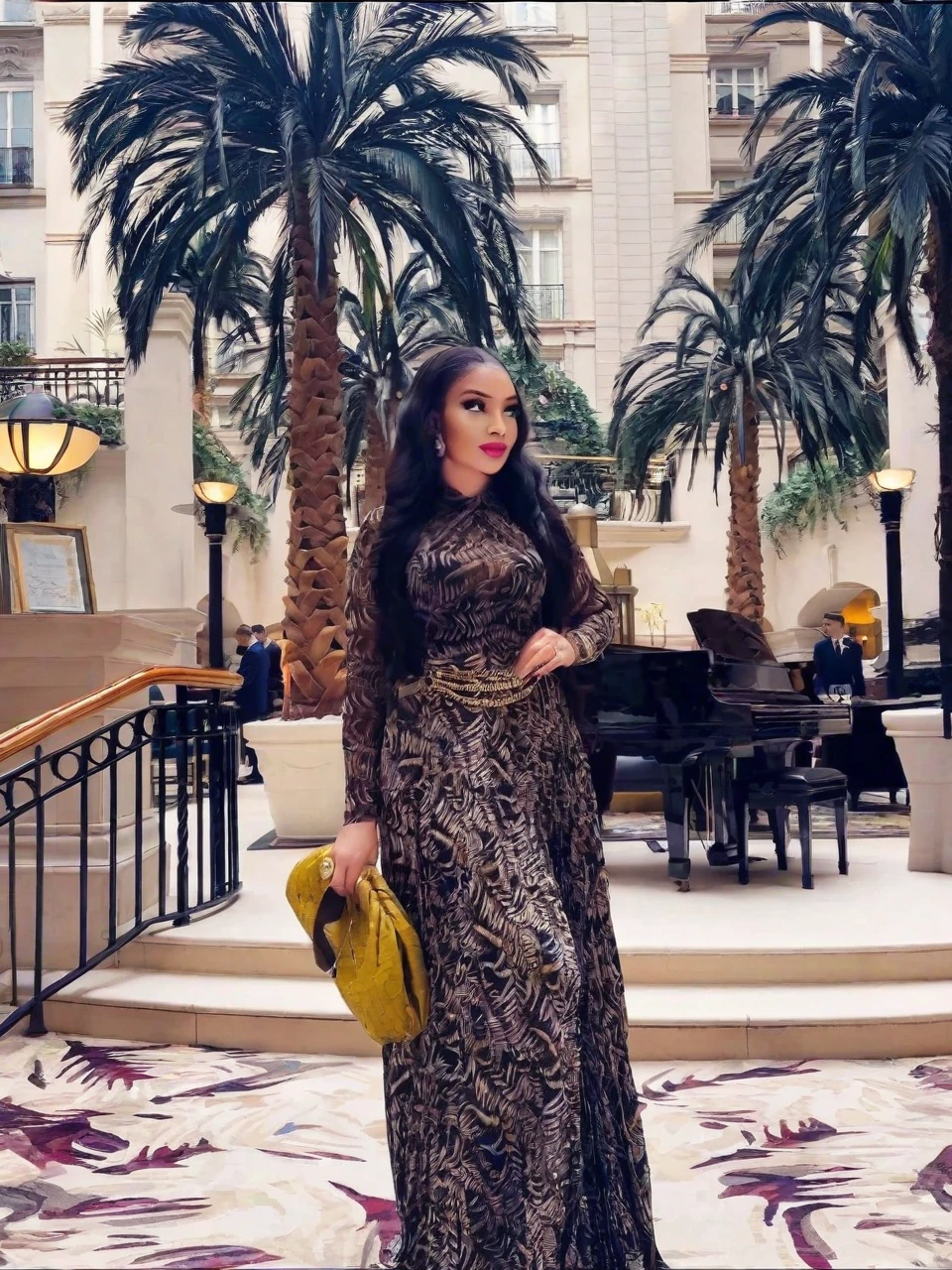 Braunes, transparentes, eng anliegendes Maxikleid aus Mesh