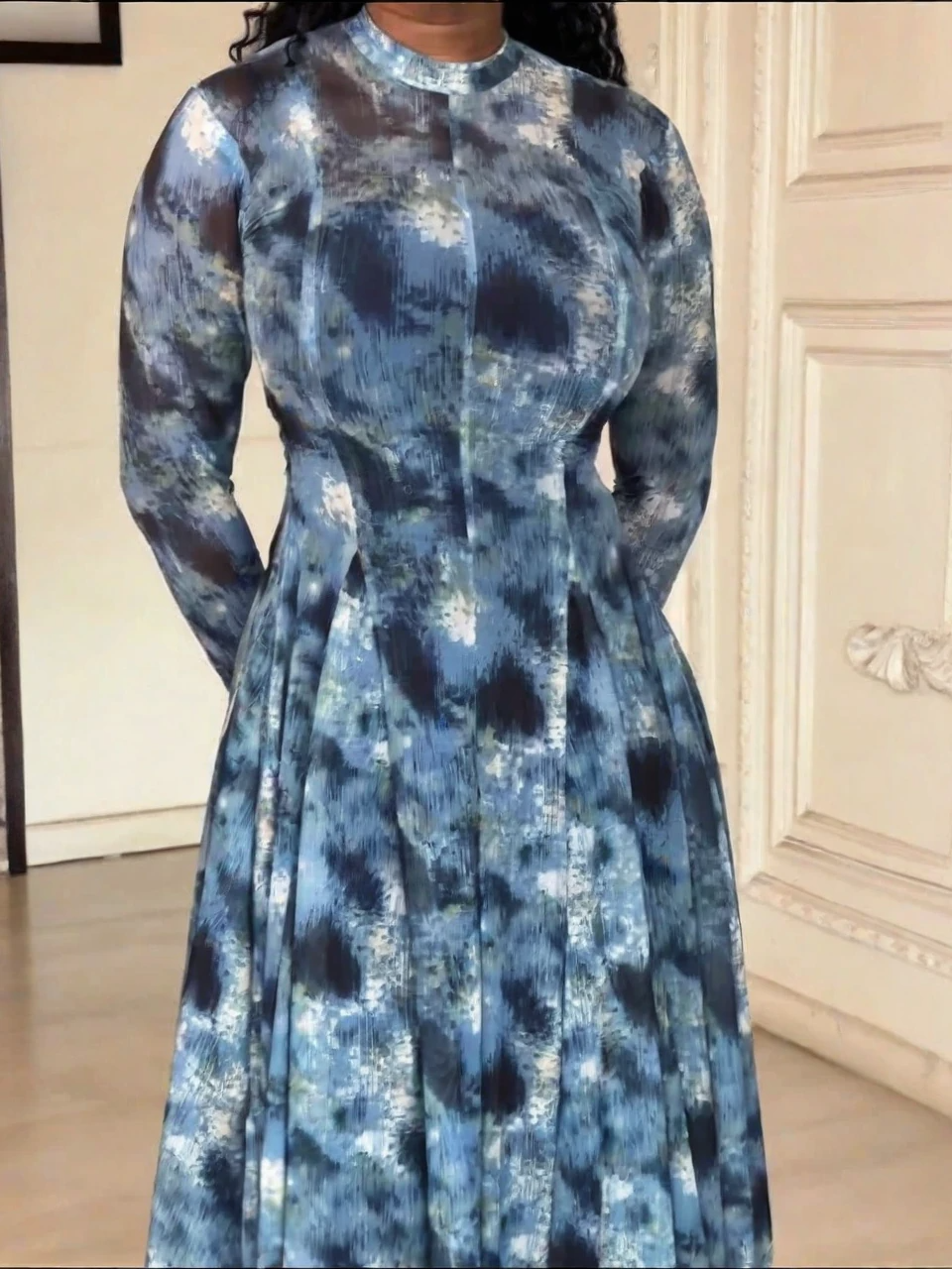 Abstraktes Maxikleid „Lyric Dye Blue“