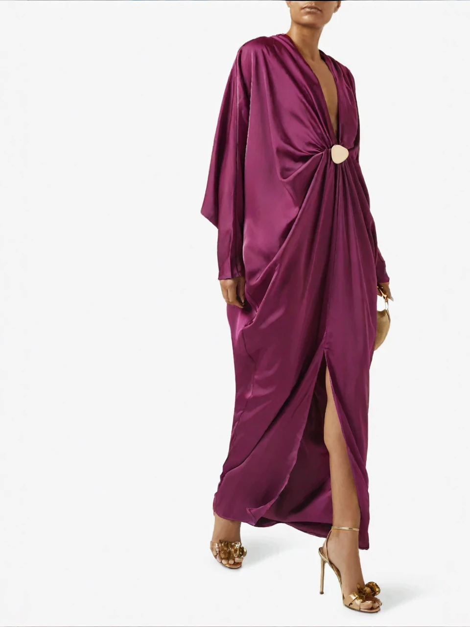 Magenta Satin Maxikleid aus Satin