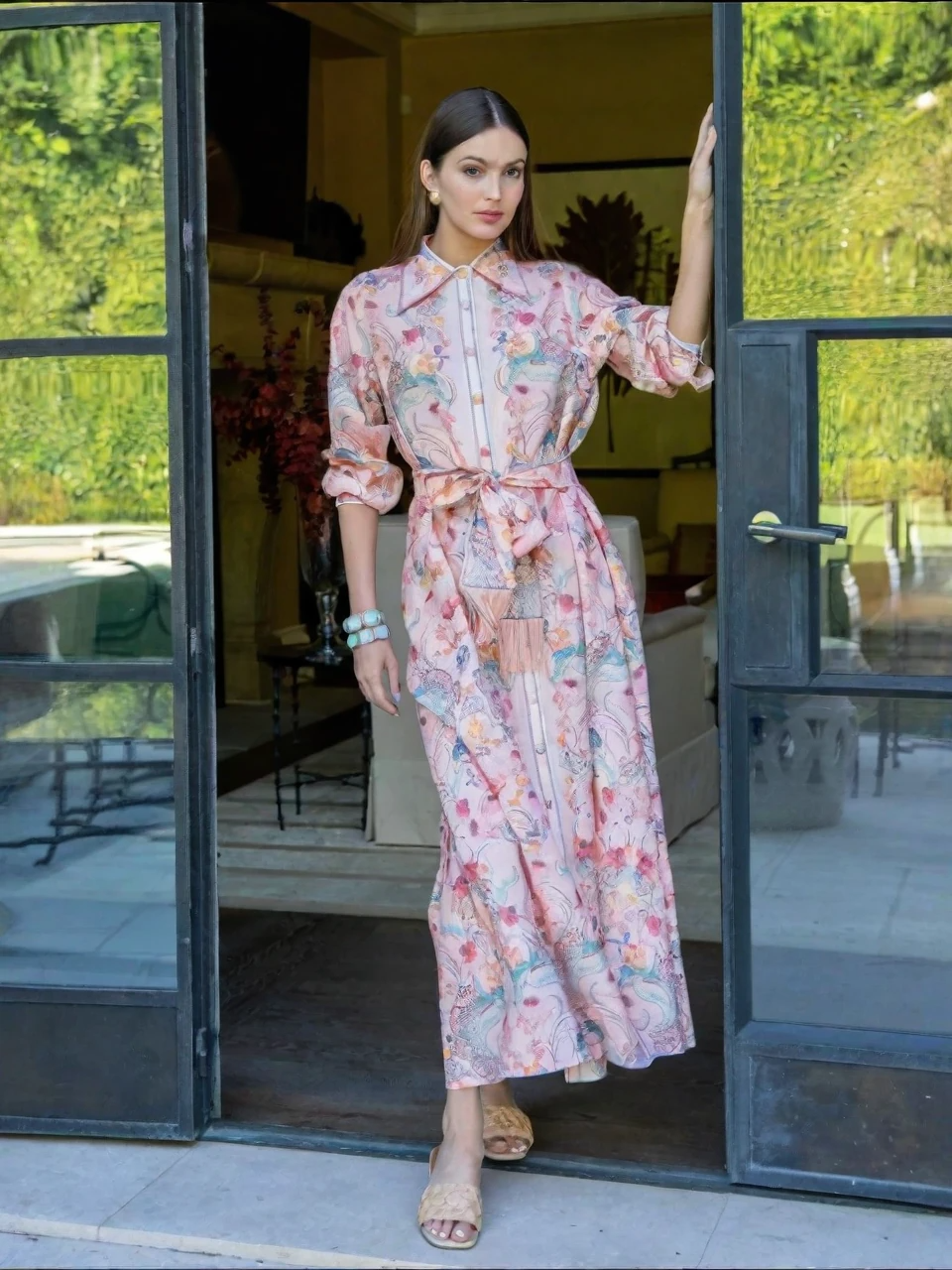 Cotton Linen Flower Dres