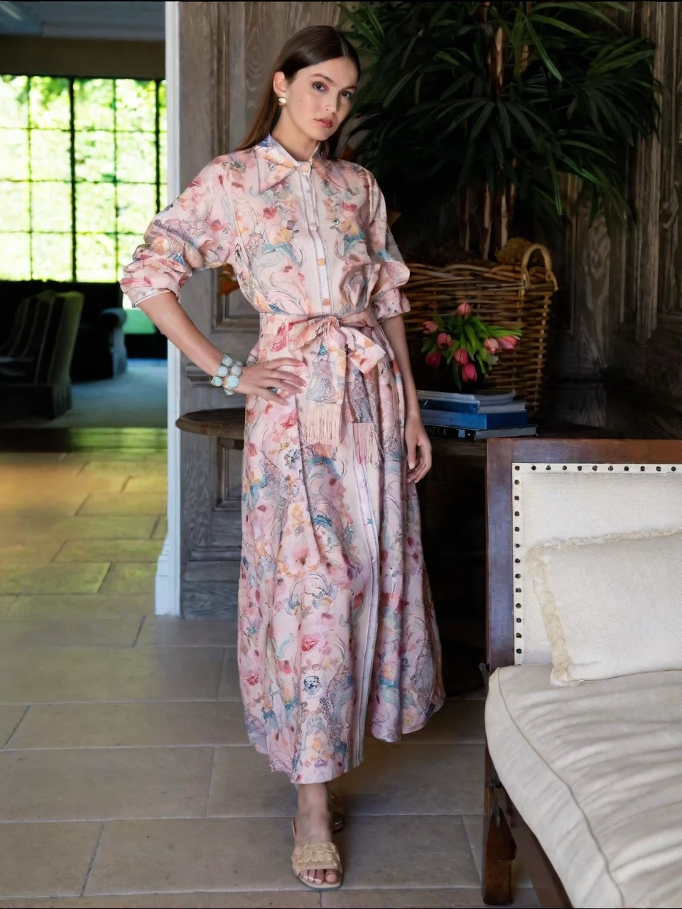 Cotton Linen Flower Dres