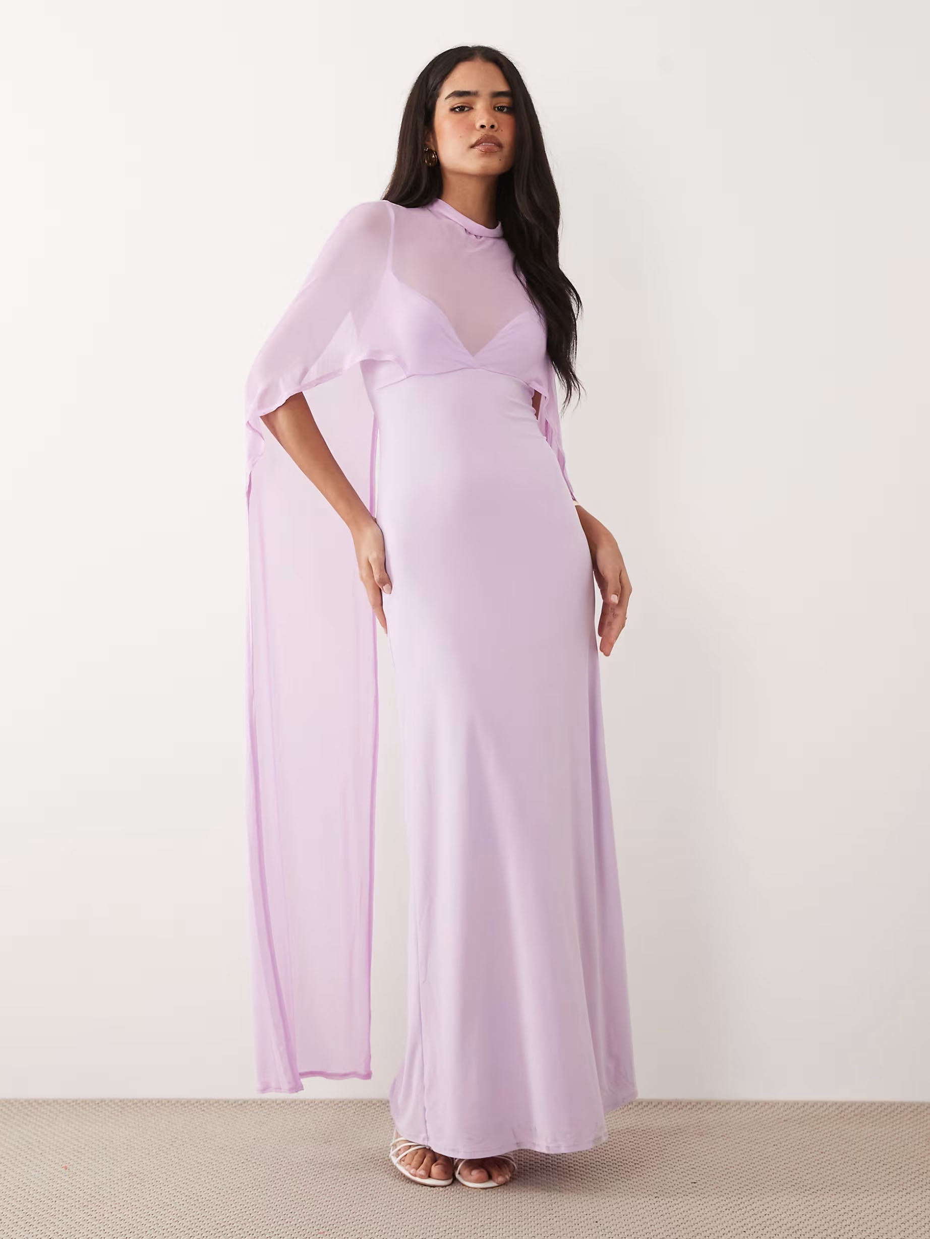 Exaggerated Cape Maxi Dress